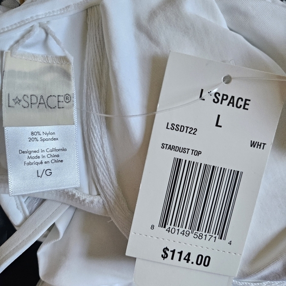 New L*SPACE Stardust White Swim Bikini Top NWT Large - Picture 9 of 9